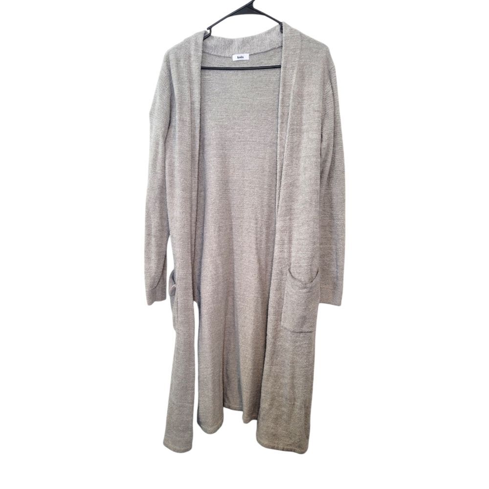 Knix Cozzzy Open Front Long Line Cardigan Sweater Size Small Loungewear Gray
